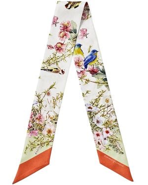 Aspinal of London Silk Edwardian Garden Twilly - White