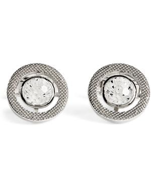 Tateossian Rhodium-Plated Cubic Zirconia Halo Round Cufflinks - Metallic