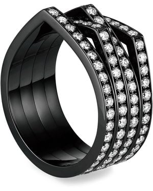 Repossi And Diamond Antifer 4-Band Ring - Black