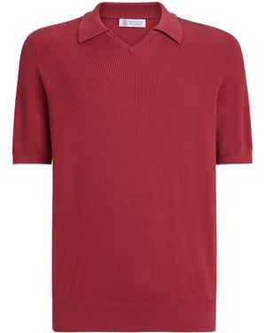 Brunello Cucinelli Cotton Polo Jumper - Red