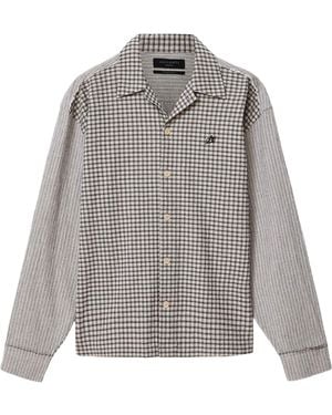 AllSaints Organic Cotton Check Cage Shirt - Grey