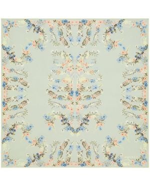 McQueen Silk Wallpaper Floral Ribcage Scarf - Green