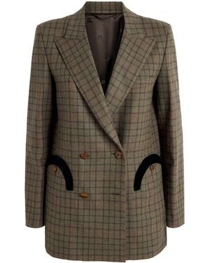 Blazé Milano Virgin Wool-Cashmere Check Everyday Blazer - Green