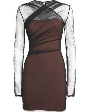 Nensi Dojaka Tulle Draped Mini Dress - Brown