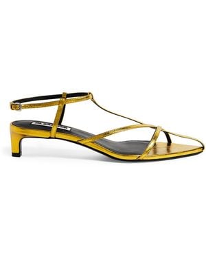 Jil Sander Leather Strappy Heeled Sandals - Yellow
