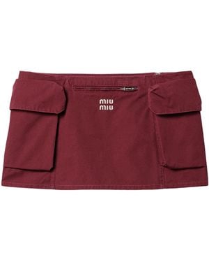 Miu Miu Cotton Poplin Mini Skirt - Red