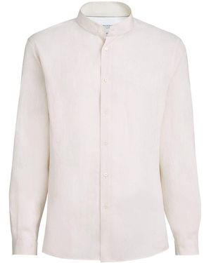 Brunello Cucinelli Linen Mandarin Collar Shirt - White