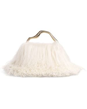 Cult Gaia Mini Shearling Solene Top-Handle Bag - Natural