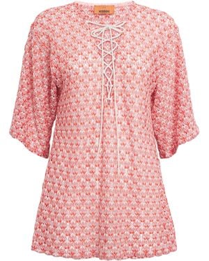 Missoni Metallic-Crochet Mini Dress - Pink