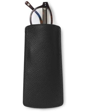 Smythson Signature Cross-Grain Panama Leather Glasses Case - Black