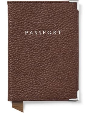 Aspinal of London Leather Passport Cover - Brown