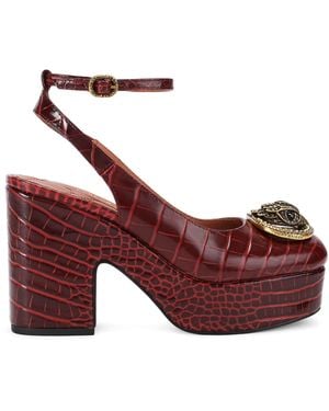 Kurt Geiger Croc-Effect Chelsea Platform Pumps - Red