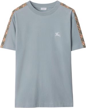 Burberry Check-Trim T-Shirt - Blue