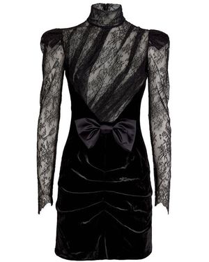 Alessandra Rich Velvet-Lace Mini Dress - Black
