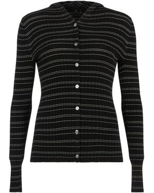 Theory Stripe Hooded Cardigan - Black