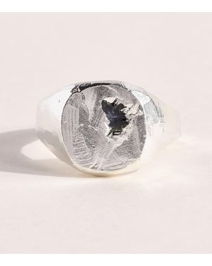 The Ouze Sterling And Sapphire Una Signet Ring - Metallic