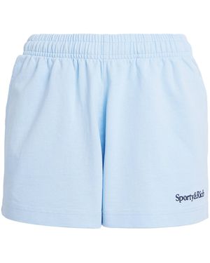 Sporty & Rich Cotton Serif Sweat Shorts - Blue
