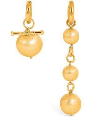 Timeless Pearly Beaded Asymmetric Earrings - Metallic