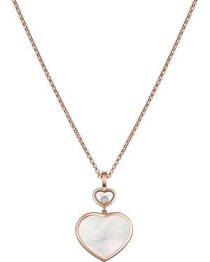 Chopard Diamond And Mother-Of-Pearl Happy Hearts Pendant Necklace - Metallic