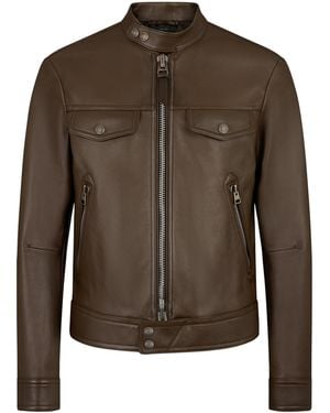 Tom Ford Leather Biker Jacket - Green