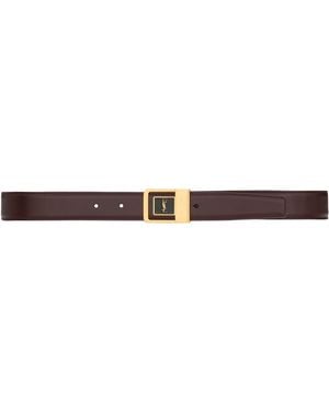 Saint Laurent Leather Logo Belt - Brown