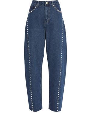 Sandro Embellished Barrel Jeans - Blue