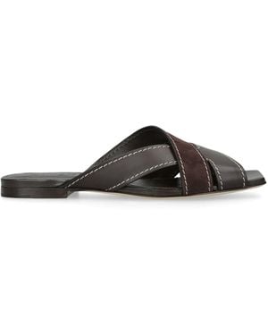 Tod's Leather T-Strap Sandals - Brown