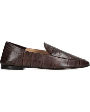 Dear Frances Croc-Embossed Leather Gio Loafers - Brown