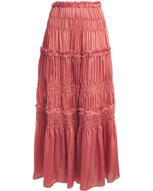 Ulla Johnson Silk Ruffled Virginie Maxi Skirt - Red