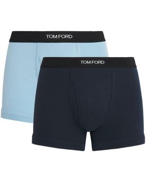 Tom Ford Stretch-Cotton Logo Boxers - Blue