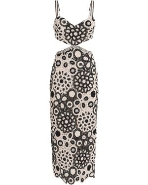 PATBO Crochet Embellished Midi Dress - White