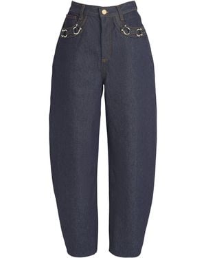 Sandro Metal-Detail Barrel Jeans - Blue