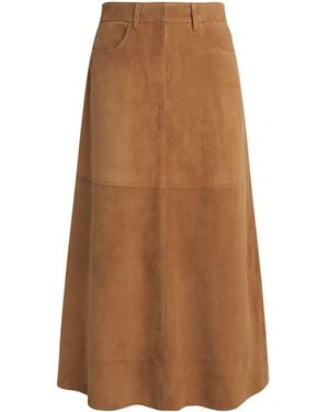ME+EM Suede A-Line Luxe Maxi Skirt - Brown