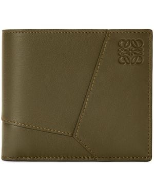 Loewe Leather Puzzle Edge Bifold Wallet - Green