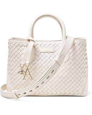 Aspinal of London Medium Woven Leather London Tote Bag - Natural
