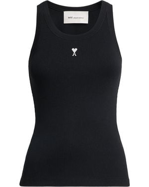 Ami Paris Cotton Ami De Coeur Tank Top - Black