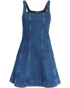 Maje Denim Flared Mini Dress - Blue