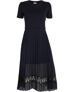 Claudie Pierlot Pleated Skirt Midi Dress - Black