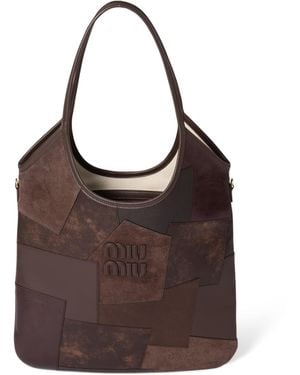Miu Miu Patchwork Leather Ivy Tote Bag - Brown