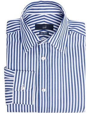 dunhill Giza Cotton Stripe Formal Shirt - Blue