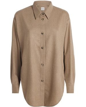 KHAITE Long-Sleeve Goya Shirt - Brown