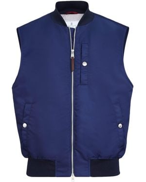 Brunello Cucinelli Water-Resistant Satin Techno Gilet - Blue