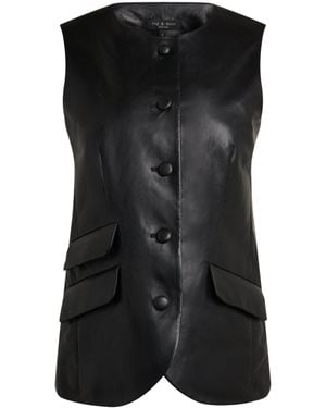 Rag & Bone Leather Slade Waistcoat - Black