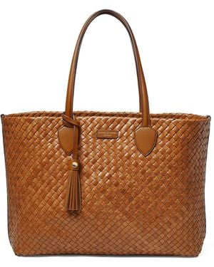 Aspinal of London Large Woven Leather London Tote Bag - Brown
