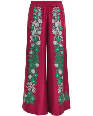 La DoubleJ Silk Regalia Print Palazzo Trousers - Red