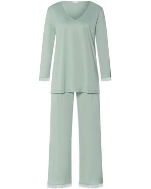 Hanro Cotton Long Inaya Pyjama Set - Green