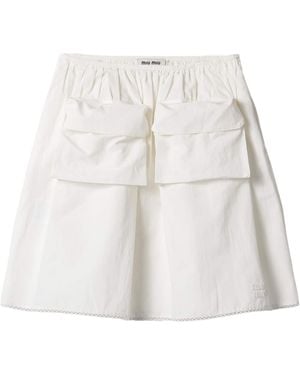 Miu Miu Cotton-Linen Slubbed Midi Skirt - White