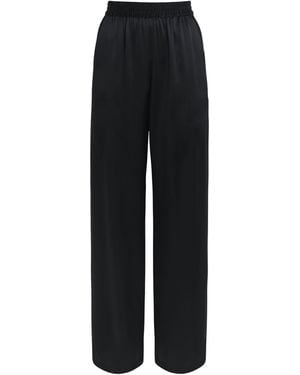 Eleventy Silk Wide-Leg Pants - Black