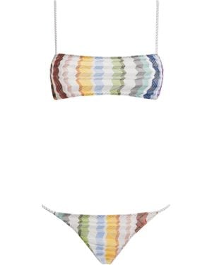 Missoni Zigzag Bandeau Bikini - White