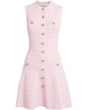 Self-Portrait Knitted Pointelle Mini Dress - Pink